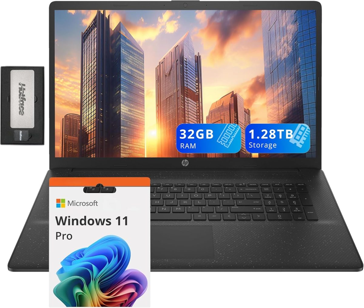 HP لابتوب اعمال 17.3 انش HD+ انتل i5-1334U، ذاكرة RAM 32GB، تخزين 1.28TB (1TB SSD + قاعدة شحن 288GB)، بطاقة رسومات انتل ايرس Xe، كيبورد رقمية، واي فاي 6، كاميرا ويب، ويندوز 11 برو، اسود