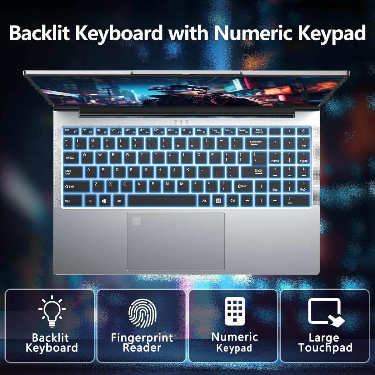 ⁦لابتوب العاب 15.6 انش 16GB RAM 1TB SSD من نياكون، معالج i9-11900H 8C/16T (حتى 4.9Ghz)، رسومات UHD، شاشة 15.6 انش FHD 1920×1080، واي فاي 6، بلوتوث 5.2، كيبورد باضاءة خلفية⁩ - الصورة ⁦6⁩