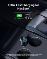 ⁦انكر شاحن سيارة 167.5 واط بحد اقصى 3 منافذ، محول سيارة USB-C لماك بوك برو/اير، سلسلة ايفون 16/15/14، سامسونج S24/S23، ايباد، هواوي، شاومي، فيفو واوبو (كيبل USB-C الى C متضمن)⁩ - الصورة ⁦3⁩