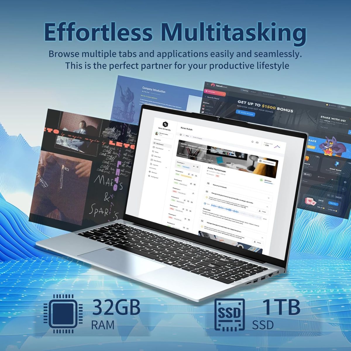 ⁦KUMNOSAL 2025 Gaming Laptop,15.6In Win 11 Laptop Computer with Quad Core-Core i7-1195G7 Processo(Up to 5.0GHz), 32GB DDR4 1TB Hard Drive for Business, School,Game, Offic⁩ - الصورة ⁦5⁩
