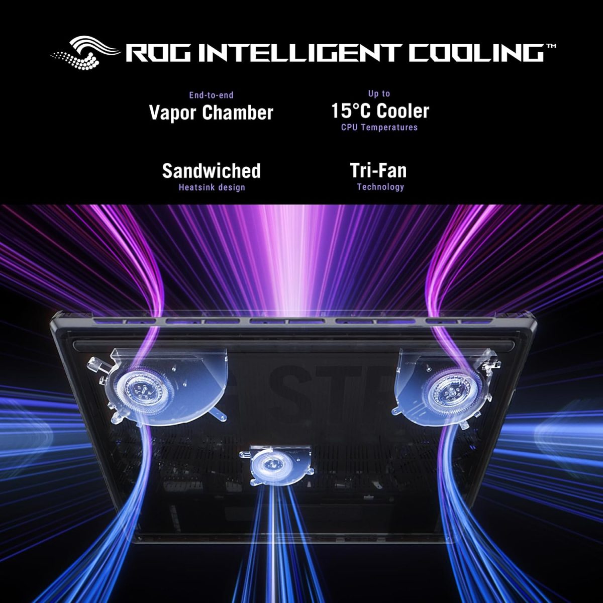 ⁦ASUS ROG Strix G16 (2025) Gaming Laptop, 16” FHD+ 16:10 165Hz/3ms Display, NVIDIA® GeForce RTX™ 5070 Laptop GPU, Intel® Core™ i9 Processor 14900HX, 32GB DDR5-5600, 1TB SSD, Wi-Fi 7, Win11 Home⁩ - الصورة ⁦4⁩