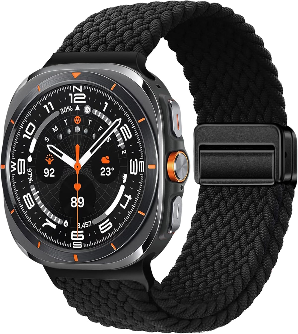 Compatible with Samsung Galaxy Watch Ultra Strap Quick Release Nylon Straps with Magnetic Metal Buckle, Adjustable Stretchy Sport Watch Band for Galaxy Watch Ultra 47mm