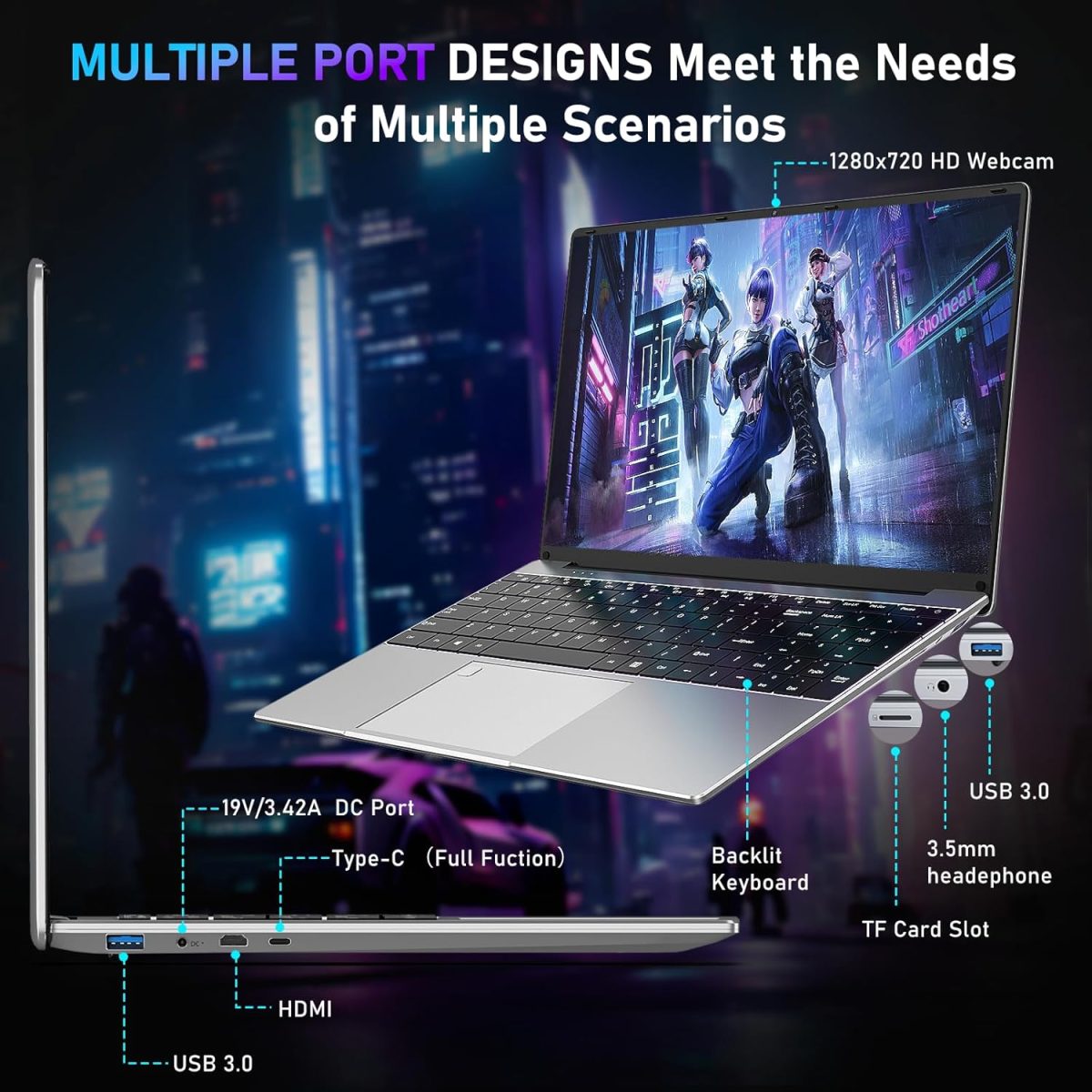 ⁦لابتوب العاب 15.6 انش من نايكلولو، ذاكرة RAM 32GB وSSD 1TB، معالج AMD رايزن 5 7430U 6C/12T (حتى 4.3Ghz)، بطاقة رسومات AMD راديون، شاشة 15.6 انش FHD 1920×1080، واي فاي 5، بلوتوث 5.0، كيبورد باضاءة⁩ - الصورة ⁦4⁩