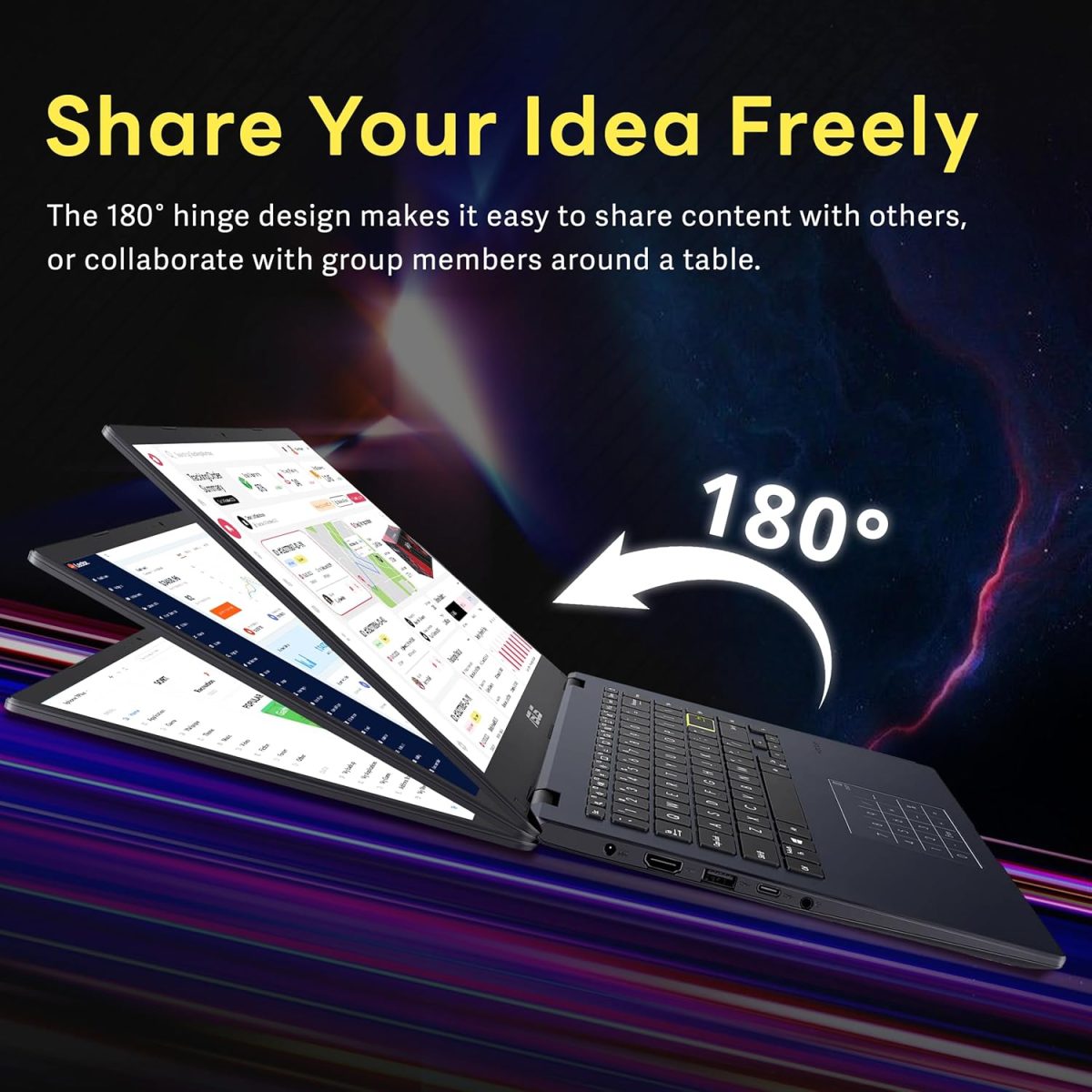 ⁦اسس لابتوب 14 انش FHD فائق الخفة، انتل بنتيوم N6000، ذاكرة RAM 4GB، تخزين 224GB (64GB eMMC + مجموعة قاعدة شحن 160GB)، بطاقة رسومات UHD، يعمل بالذكاء الاصطناعي، جاهز للكوبايلوت، عمر بطارية طويل، ويندوز⁩ - الصورة ⁦4⁩