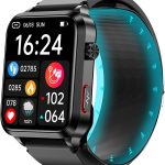 ساعة ذكية لضغط الدم مع سوار وسادة هوائية، شاشة ملونة 1.95 انش، معدل ضربات القلب والاكسجين في الدم 24/7، مراقب الصحة ومعدل التنفس والنوم