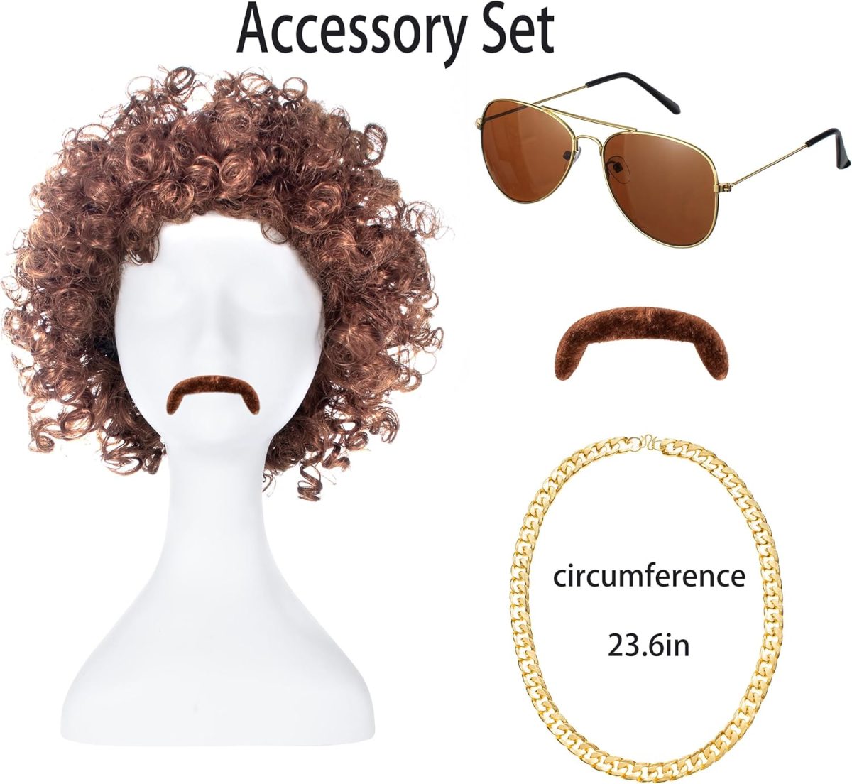 ⁦Boy's 70s Disco Costume - Sequins Short Sleeve Shirt, Gold Necklace & Funky Sunglasses - Retro Party Outfit⁩ - الصورة ⁦6⁩