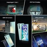 ⁦سامسونج جوال جالكسي M55 ثنائي شرائح الاتصال بذاكرة روم 256GB وذاكرة RAM 8GB (جي اس ام فقط | بدون سي دي ام ايه) هاتف ذكي 5G مفتوح من المصنع (ازرق داكن) - اصدار عالمي⁩ - الصورة ⁦3⁩