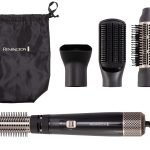 ريمينجتون مصفف الشعر بالهواء من بلو اند دراي - مجفف الشعر، فرشاة ساخنة وتجعيد الشعر للشعر متوسط الطول الى الطويل، 4 ملحقات، 1000 واط، AS7500 - اسود