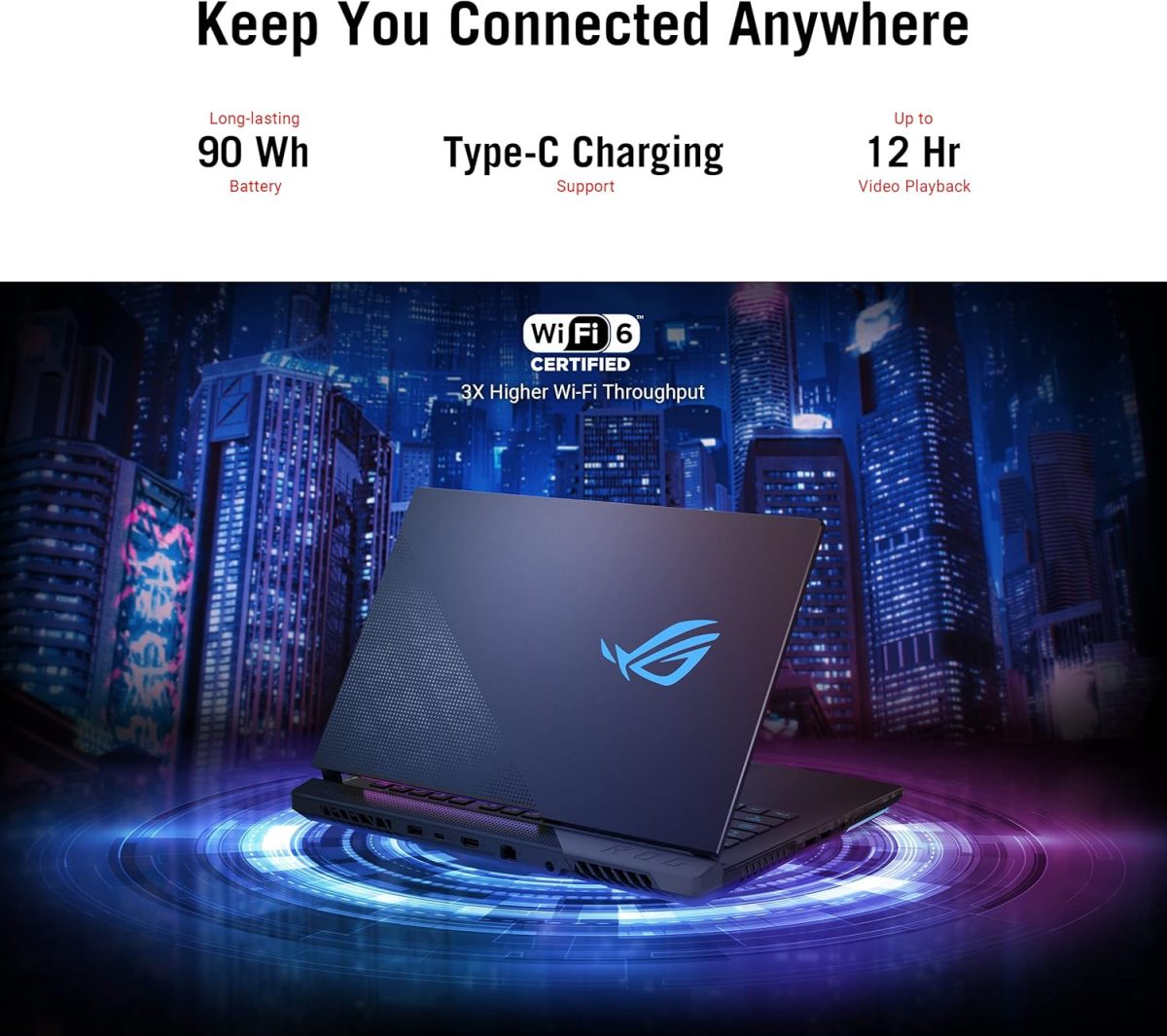 ⁦اسس لابتوب العاب روج ستريكس 15، شاشة 15.6 انش 300Hz 3ms FHD IPS، AMD رايزن 9 5900HX، 32GB DDR4 SDRAM، 1TB SSD، نفيديا جيفورس RTX 3080، كيبورد ميكانيكي بصري RGB لكل مفتاح، ويندوز 11 هوم⁩ - الصورة ⁦4⁩