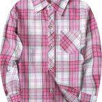 اس اي لينك قميص فلانيل باكمام طويلة للبنات والاطفال قميص بافلو منقوش بازرار سفلية كاجوال لطيف بلوزة من الفلانيل