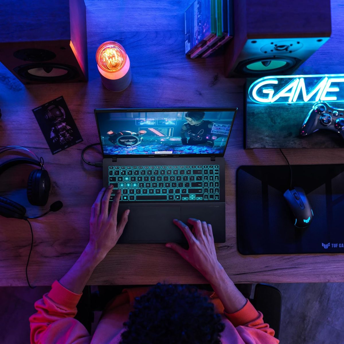 ⁦اسس لابتوب العاب V16، شاشة 16 انش WUXGA 144Hz، معالج انتل كور 7 240H، انفيديا جيفورس RTX 3050، ذاكرة 16GB، تخزين 512GB، ويندوز 11، اسود مات، V3607VJ-DS76⁩ - الصورة ⁦9⁩