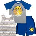 ديزني طقم ملابس للاولاد مكون من 3 قطع من ليون كينج مكون من شورت وقميص بدون اكمام وشورت بتصميم اسد الملك