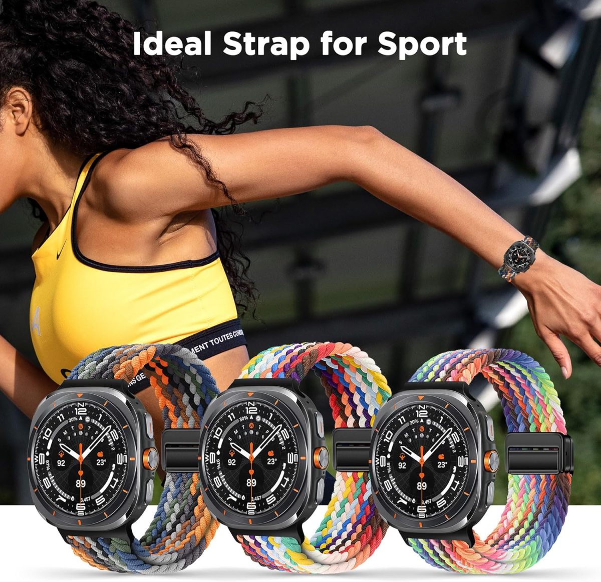 ⁦Compatible with Samsung Galaxy Watch Ultra Strap Quick Release Nylon Straps with Magnetic Metal Buckle, Adjustable Stretchy Sport Watch Band for Galaxy Watch Ultra 47mm⁩ - الصورة ⁦7⁩