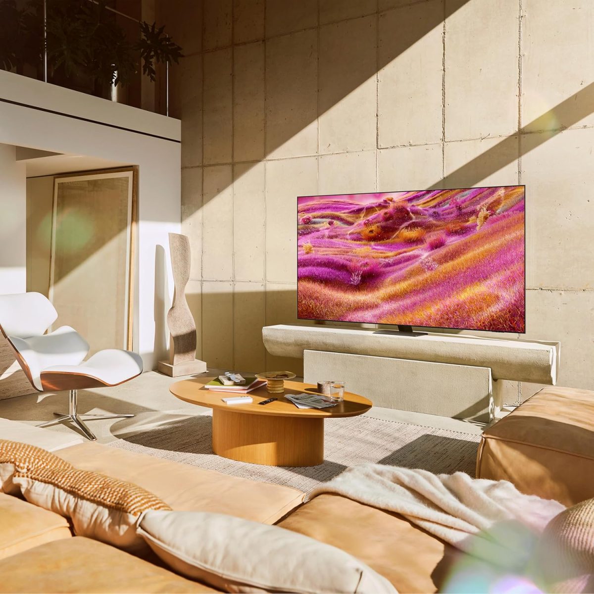 ⁦سامسونج تلفزيون نيو QLED 55 بوصة، QN90F، 4K، LED صغير، معالج NQ4 AI الجيل الثالث، ترقية 4K بالذكاء الاصطناعي، خال من الوهج، نيو كوانتوم HDR+، سامسونج Vision AI (2025 - نسخة الامارات العربية المتحدة)⁩ - الصورة ⁦9⁩