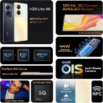 ⁦فيفو V29 لايت 5G ثنائي شرائح الاتصال (ذهبي دريمي، 12+8GB RAM، 256GB) شاشة AMOLED منحنية ثلاثية الابعاد 120Hz | كاميرا 64MP OIS | شحن 44 واط | NFC | شنطة ظهر، سماعات اذن + ضمان ممتد 24 متر + حماية شاشة⁩ - الصورة ⁦6⁩