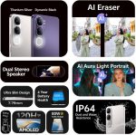 ⁦فيفو V40 لايت 5G (فضي تيتانيوم فضي، ذاكرة RAM 12GB، 512GB) | شاشة AMOLED 120Hz | كاميرا سيلفي 32MP | بطارية 5000Ah | IP64 - اصدار الشرق الاوسط⁩ - الصورة ⁦2⁩