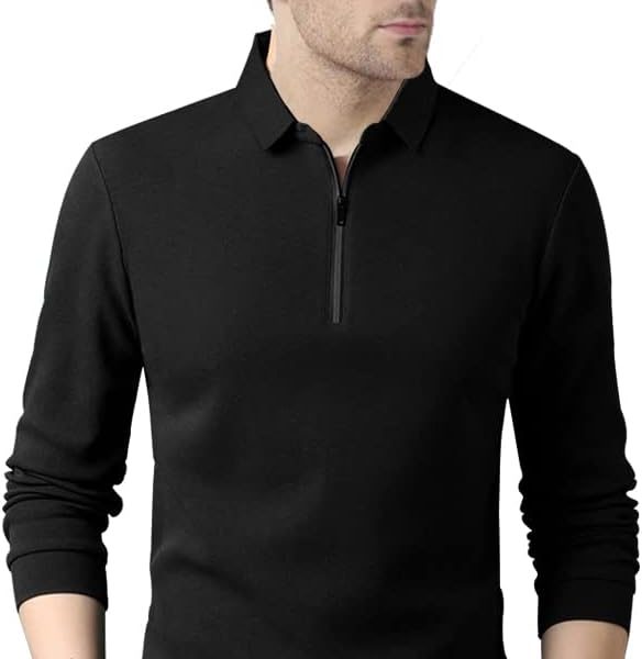 EYEBOGLER Men's Regular Fit Cotton Fabric Polo Collar Neck Zip Clouser T-shirt