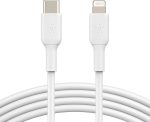 كيبل شحن USB من نوع سي الى لايتننج كيبل من بيلكن (كيبل شحن سريع لجوال ايفون 14 13 12 والاصدارات الاحدث)، معتمد من ابل (لون أبيض، طول 1 متر)