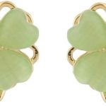 اقراط على شكل زهرة البرسيم الاخضر للنساء والفتيات من الفضة الاسترليني عيار 925 لا تسبب الحساسية على شكل عين القط وحجر البخت الدوار على شكل قلب الحب 4 اوراق نفل شامروك، اقراط صغيرة لطيفة لطيفة لاكي