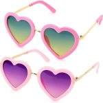 نظارات شمسية على شكل قلب للاطفال من واي اتش ار واي للفتيات الصغيرات من سن 3-10 سنوات، حماية من الاشعة فوق البنفسجية 400 (جيلي بينك/زهري (عبوة من قطعتين)