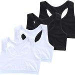 4 قطع من حمالة صدر غير مبطنة للبنات، حمالة صدر قطنية جيدة التهوية، حمالة صدر رياضية لاسلكية خفيفة الوزن للبنات بعمر 9-14 سنة