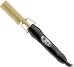 انديس مشط ضغط احترافي من السيراميك الحراري 38335 للشعر - حرارة عالية 450 فهرنهايت مع جهد مزدوج - 20 اعدادات حرارة قابلة للتعديل، ايقاف تلقائي لمدة 30 دقيقة، ذهبي