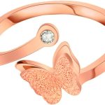 يلو تشايمز خاتم كريستال بدلاية على شكل فراشة للبنات والنساء