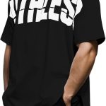 تي شيرت قطن كاجوال خفيف الوزن برقبة مستديرة وقصة فضفاضة وتصميم مطبوع للتمارين وصالة الالعاب الرياضية للرجال من اوبوميلو