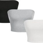 طقم بلوزة قصيرة بدون حمالات للنساء من جورجليتر، بلوزة قصيرة مثيرة بقصة ضيقة من 3 قطع