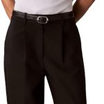 كالفن كلاين بلوزة كريب برقبة مرتفعة للنساء