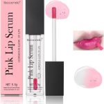 ملمع شفاه متغير اللون - زيت شفاه مرطب مع لمعان ملون، سيروم شفاه غير دهني، مرطب شفاه مرطب شفاف للنساء والفتيات (بينك)