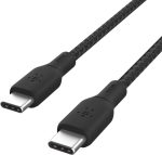كيبل USB C مزدوج مضفر 100 واط توصيل طاقة شحن سريع الى (اسود)، 2 متر، CAB014bt2MBK، قطعة واحدة من بيلكن