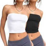 بلوزة قصيرة للنساء من اتش زد واي اتش، بلايز قصيرة بقصة ضيقة بدون حمالات للخروج، ملابس صيفية 2024 Y2K، مقاس S، عبوة من قطعتين