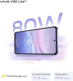 ⁦vivo V30 Lite 5G (Crystal Black, 12GB+12GB RAM, 256GB) 120Hz AMOLED Display | Dual Stereo Speaker | Exclusive Gifts: Earbuds, Fitness Band, Phone Cover, (Renewed)⁩ - الصورة ⁦6⁩