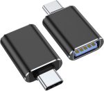 محول USB C الى USB من اريكيجي [عبوتين]، محول ثاندربولت 3 الى USB 3.0 او تي جي متوافق مع ماك بوك برو وبيكسل بوك والمزيد من الاجهزة من النوع سي (اسود)