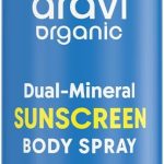 ارافي اورجانيك بخاخ جسم معدني مزدوج للحماية من الشمس بعامل حماية من الشمس 50 PA+++، اكسيد الزنك وثاني اكسيد التيتانيوم، مقاوم للماء، حماية من الاشعة فوق البنفسجية فئة A وB، تركيبة غير دهنية وخالية من