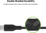 ⁦كيبل USB C مزدوج مضفر 100 واط توصيل طاقة شحن سريع الى (اسود)، 2 متر، CAB014bt2MBK، قطعة واحدة من بيلكن⁩ - الصورة ⁦4⁩