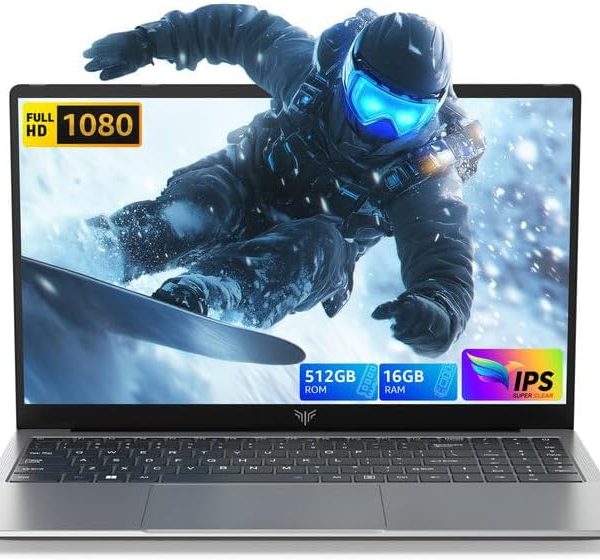 KAIGREE 15.6" Laptop with Intel N97 Processor, 16GB DDR4, 512GB SSD, 1080P FHD Display, Windows 11, WiFi, BT5.0, USB3.2, Type-C, 5000mAh Battery
