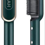 فرشاة فرد الشعر مع مشط مدمج - طلاء سيراميك تورمالين، تسخين سريع، 5 اعدادات لدرجة الحرارة لتصفيف بجودة صالونات التجميل في المنزل (اخضر داكن)