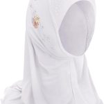 وشاح اسلامي من الدانتيل للفتيات الصغيرات، شال عمامة مع زهور وحجاب من الشيفون، وشاح للرأس (2-3-4-5-6-7 سنوات) وشاح حجاب