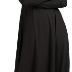 دبليو اس بي ال اي بي جيه واي عباية اسلامية برقبة عالية للبنات الصغيرات بلون سادة مع جيوب