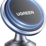 يوجرين حامل جوال للسيارة مغناطيسي، [دوران 360 درجة فائق الثبات]، قفل تلقائي بيد واحدة، ملحقات حامل الهاتف المحمول، مناسب لهاتف ايفون 16/15/14/13، سامسونج S25/24/23/Z Flip، يتضمن لوحين معدنيين