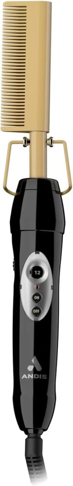 ⁦انديس مشط ضغط احترافي من السيراميك الحراري 38335 للشعر - حرارة عالية 450 فهرنهايت مع جهد مزدوج - 20 اعدادات حرارة قابلة للتعديل، ايقاف تلقائي لمدة 30 دقيقة، ذهبي⁩ - الصورة ⁦2⁩