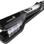 فرشاة فرد بالبخار احترافية، مكواة مسطحة كهربائية من السيراميك والتيتانيوم مع تقنية مضادة للكهرباء الساكنة وتحكم رقمي لجميع انواع الشعر (اسود)