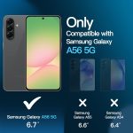 ⁦جيتك جراب 3 في 1 غير لامع لموبايل سامسونج جالاكسي A56 شبكة الجيل الخامس 5G مع قطعتين من واقي الشاشة من الزجاج المقوى، غطاء جوال شفاف مقاوم للصدمات مع حماية للكاميرا (اسود)⁩ - الصورة ⁦2⁩