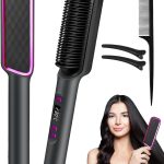 اي سي في في فرشاة فرد الشعر، مشط فرد الشعر الايوني للنساء، مجموعة تسخين وتسخين سريع لمدة 20 ثانية (80-230 درجة مئوية)، شاشة LED/مضادة للحروق، تصفيف صالون التجميل في المنزل