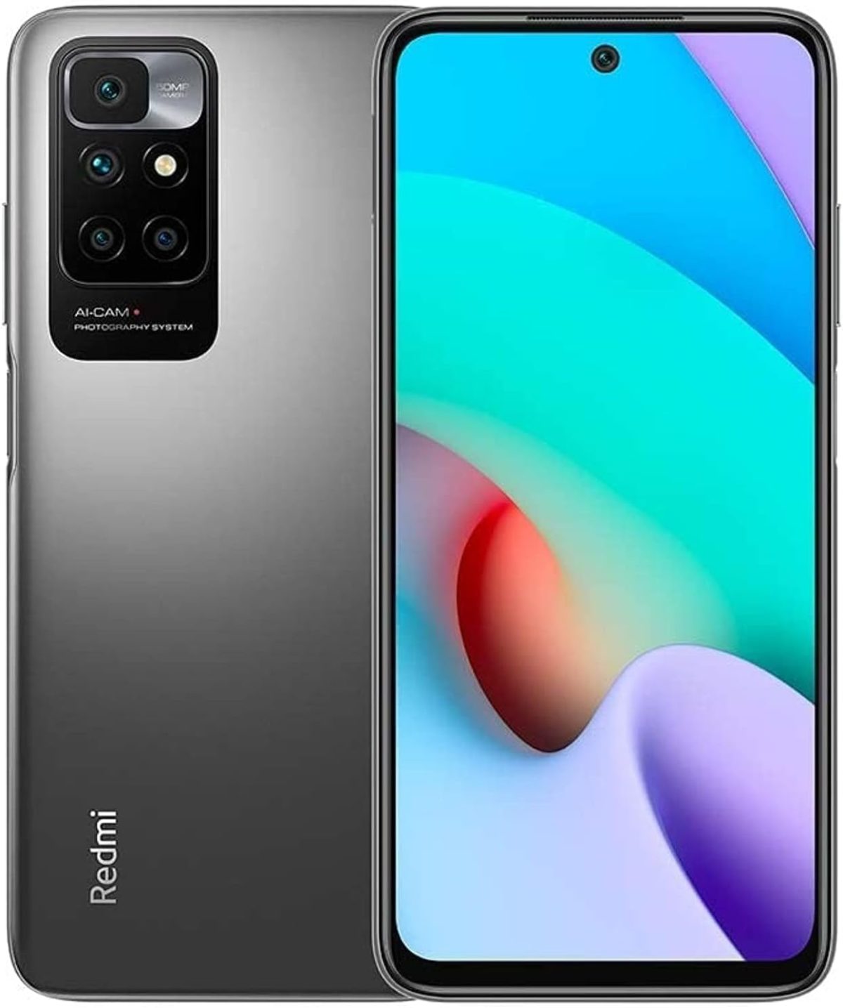 جوال شاومي ريدمي 10 2022 هجين ثنائي الشريحة 6.497 انش بشاشة عرض واسعة ذاكرة RAM 6GB و128GB يدعم 4G LTE لون رمادي كربوني+