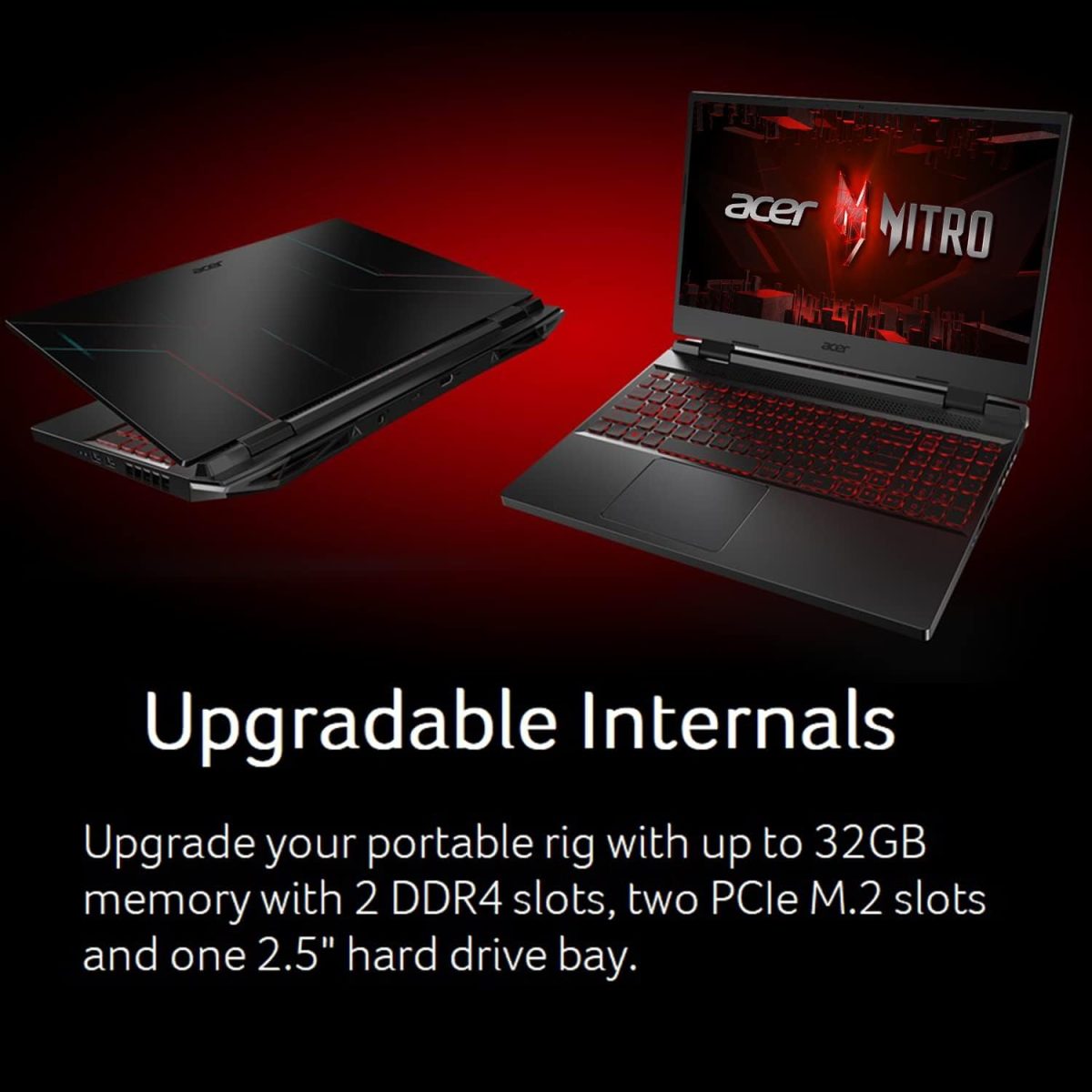 ⁦ايسر لابتوب العاب نيترو 5 الجيل 12 انتل كور i5-12500H / 16GB RAM / 512GB SSD / 4GB انفيديا جيفورس RTX 3050 Ti GPU / شاشة 15.6 انش FHD 144Hz IPS / ويندوز 11 هوم / اسود اوبسيديان وكيبورد انجليزي⁩ - الصورة ⁦7⁩