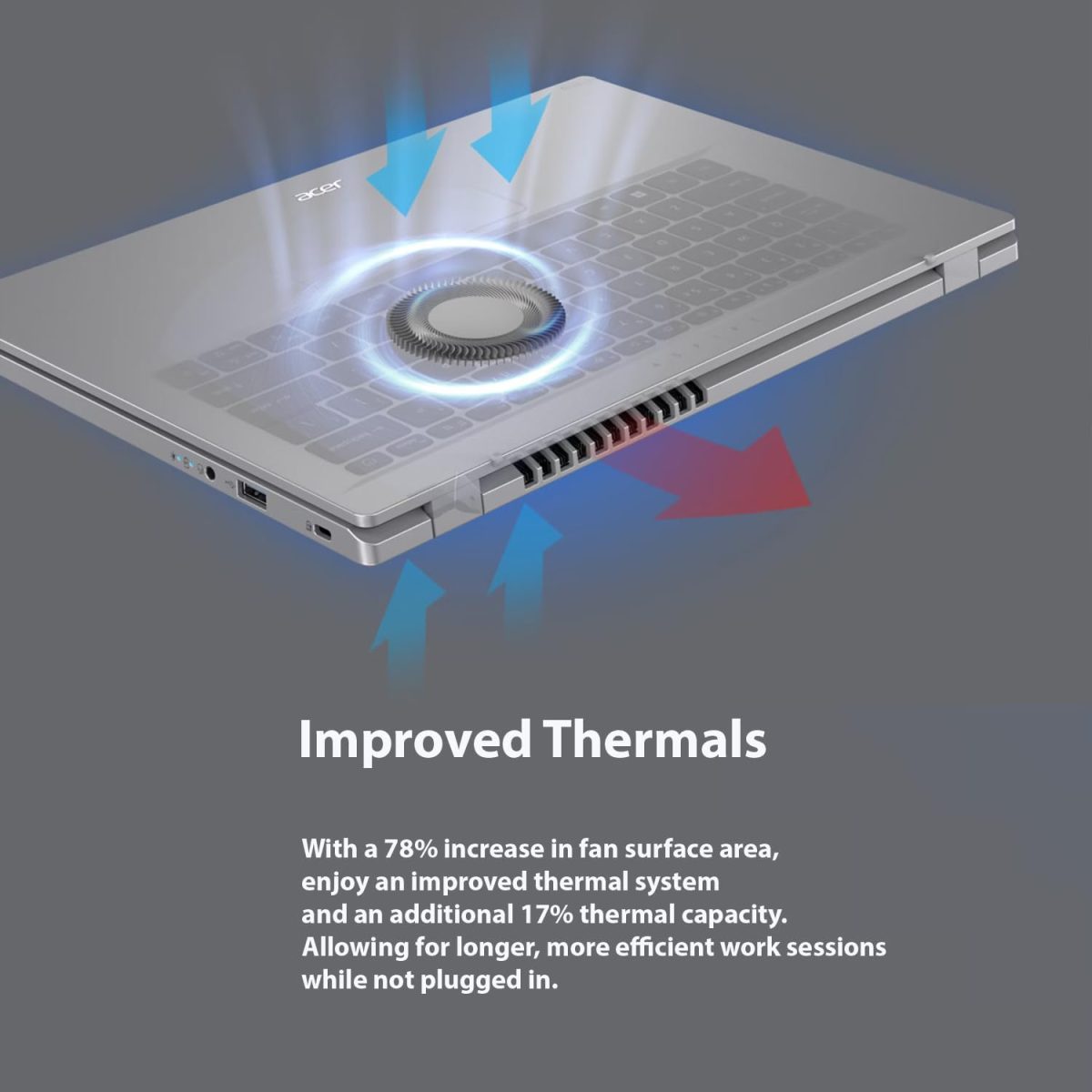 ⁦ايسر لابتوب اسباير 3 بشاشة 15.6 انش FHD (1920×1080) ومعالج AMD راديون ثماني النواة AMD رايزن 7-5700U وذاكرة RAM 32GB وSSD 1TB (512GB PCIe SSD مع اتش بي P500 512GB SSD محمول) منفذ ايثرنت وويندوز 11 برو⁩ - الصورة ⁦7⁩