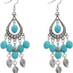 أقراط متدلية عصرية من الراتنج الأخضر والفضة بقاعدة من الخليط المعدني التركي للنساء والفتيات من يلو تشايمز